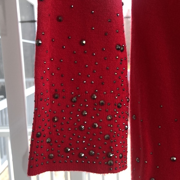 NWT beautiful red sweater with rhinestones.Lightweight sweater. - Picture 4 of 5